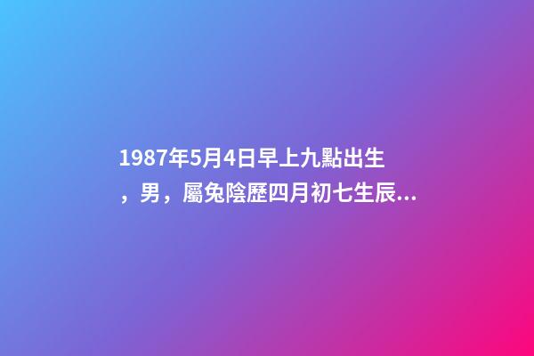 1987年5月4日早上九點出生，男，屬兔陰歷四月初七生辰八字解析。 陰歷1987年5月4日仔時出生的人五行中缺什么-第1張-觀點-玄機派
